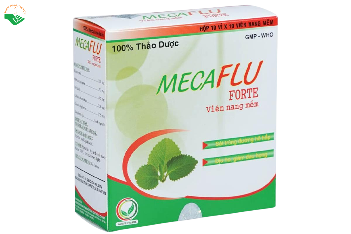 Thuốc Mecaflu Forte Nature Pharma điều trị cảm cúm và giảm ho (Hộp 10 vỉ x 10 viên)