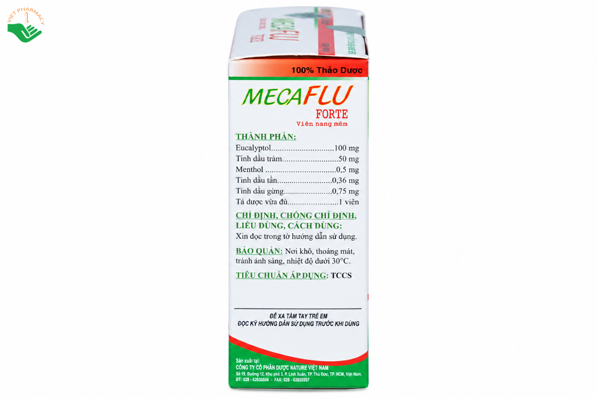 Thuốc Mecaflu Forte Nature Pharma điều trị cảm cúm và giảm ho (Hộp 10 vỉ x 10 viên)