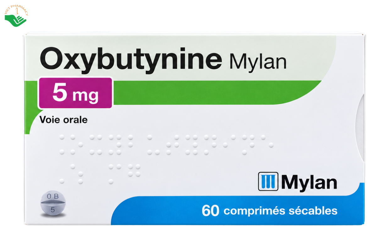 Thuốc Oxybutynine Mylan 5mg Mylan điều trị bàng quang hoạt động quá mức (Hộp 4 vỉ x 15 viên)