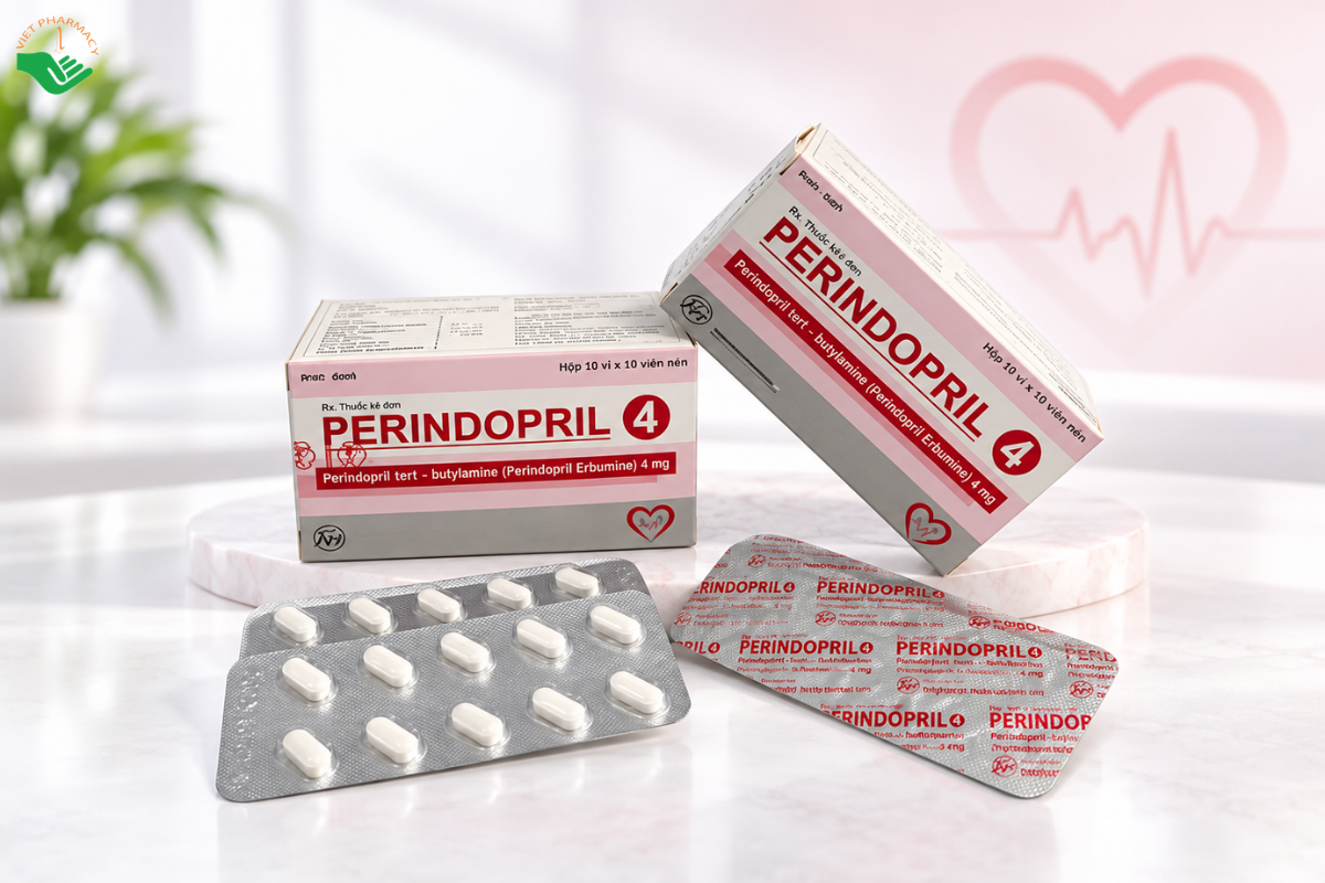 Thuốc Perindopril 4mg Khapharco điều trị tăng huyết áp và suy tim (Hộp 10 vỉ x 10 viên)