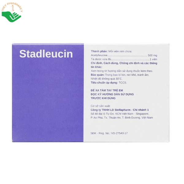 Thuốc Stadleucin 500mg Stellapharm điều trị chóng mặt, mất thăng bằng (Hộp 10 vỉ x 10 viên)
