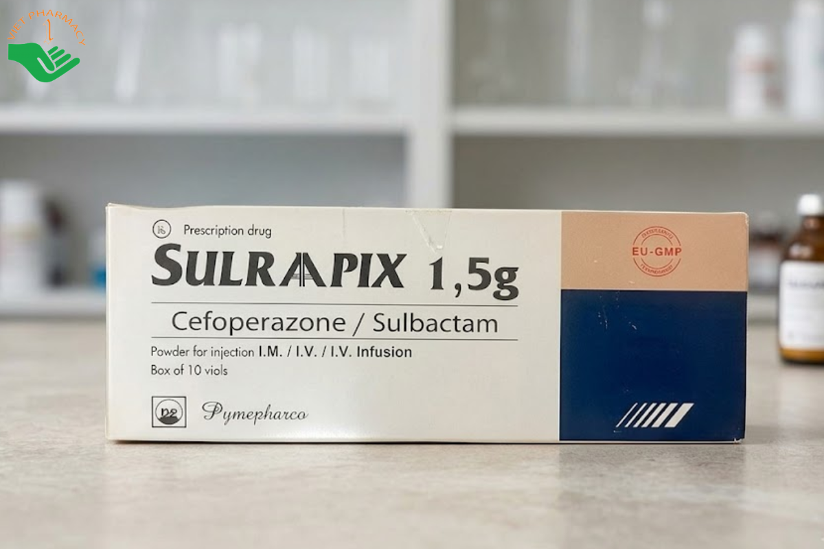Thuốc Sulraapix 1,5g Pymepharco điều trị nhiễm khuẩn do vi khuẩn nhạy cảm (Hộp 10 lọ)