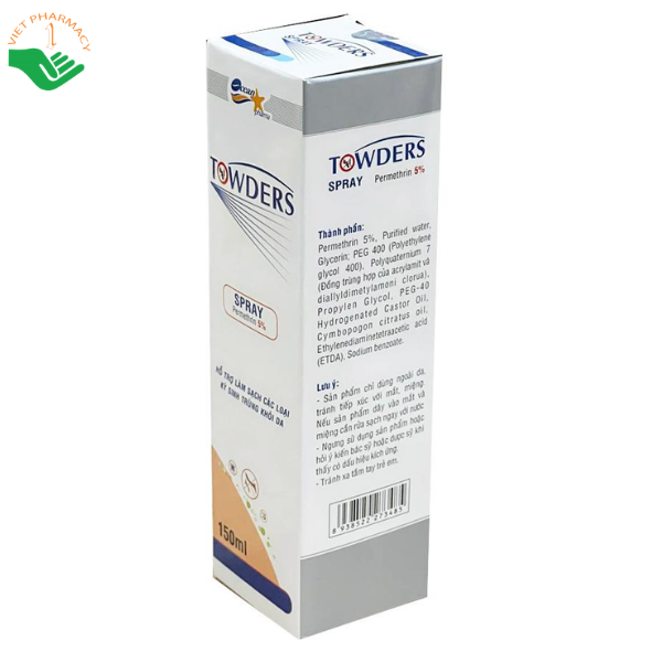Thuốc Towders Quang Xanh hỗ trợ điều trị bệnh ghẻ và nhiễm ký sinh trùng trên da (Hộp 1 chai 150ml)