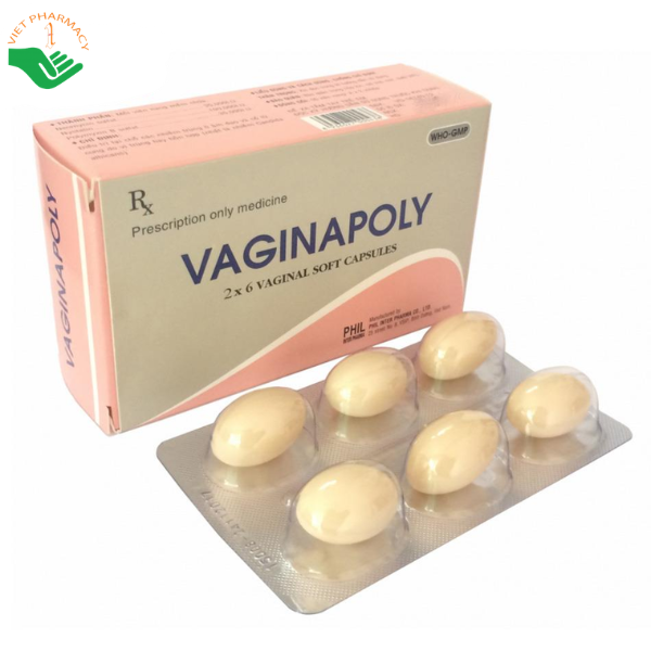 Thuốc Vaginapoly PHIL Inter Pharma điều trị nhiễm trùng âm đạo và cổ tử cung (Hộp 2 vỉ x 6 viên)