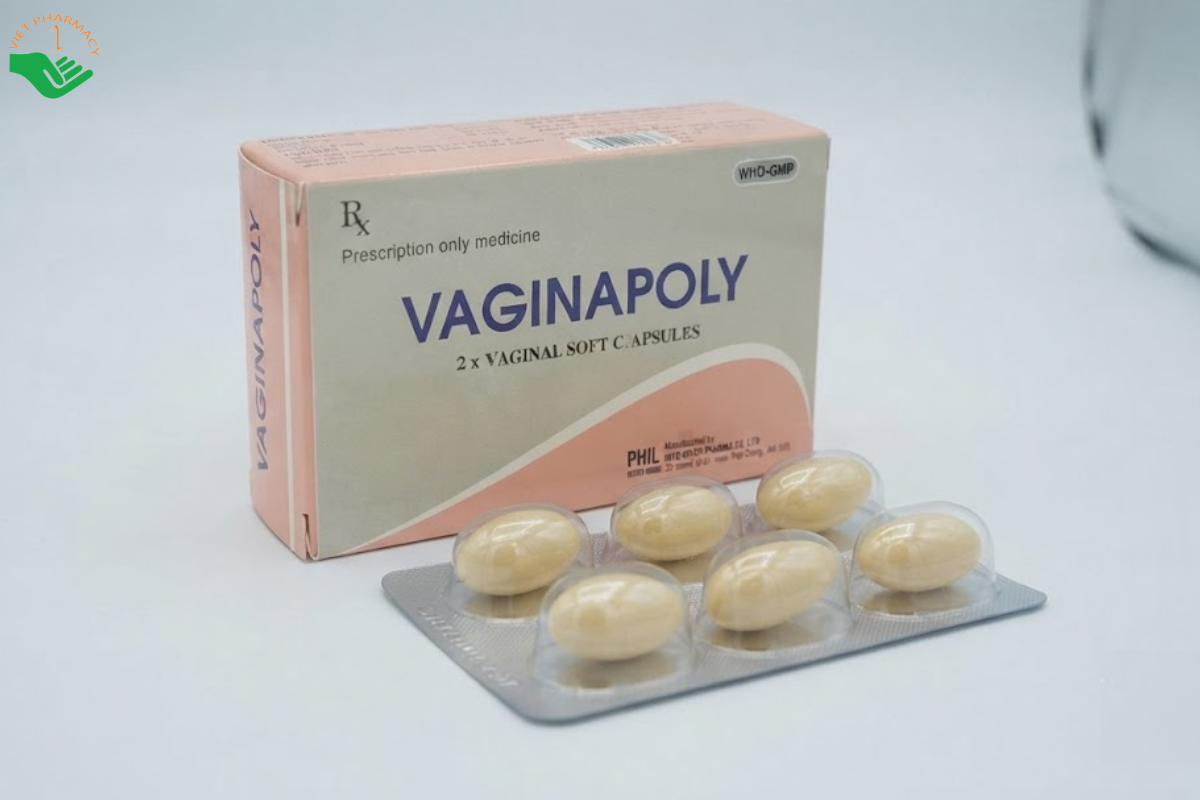 Thuốc Vaginapoly PHIL Inter Pharma điều trị nhiễm trùng âm đạo và cổ tử cung (Hộp 2 vỉ x 6 viên)