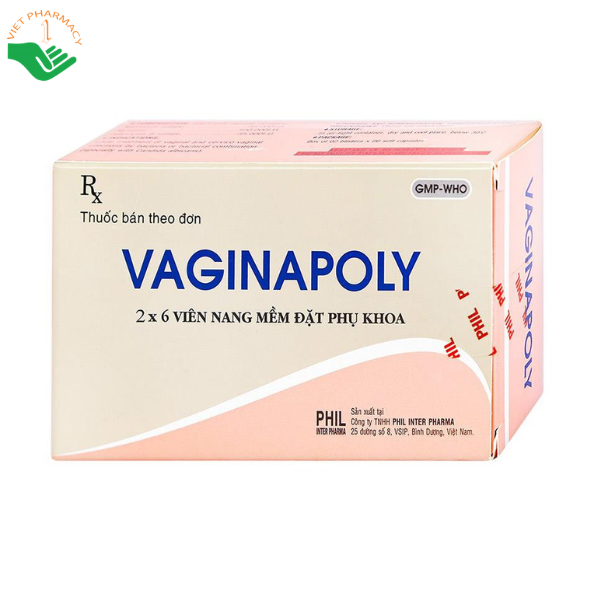 Thuốc Vaginapoly PHIL Inter Pharma điều trị nhiễm trùng âm đạo và cổ tử cung (Hộp 2 vỉ x 6 viên)