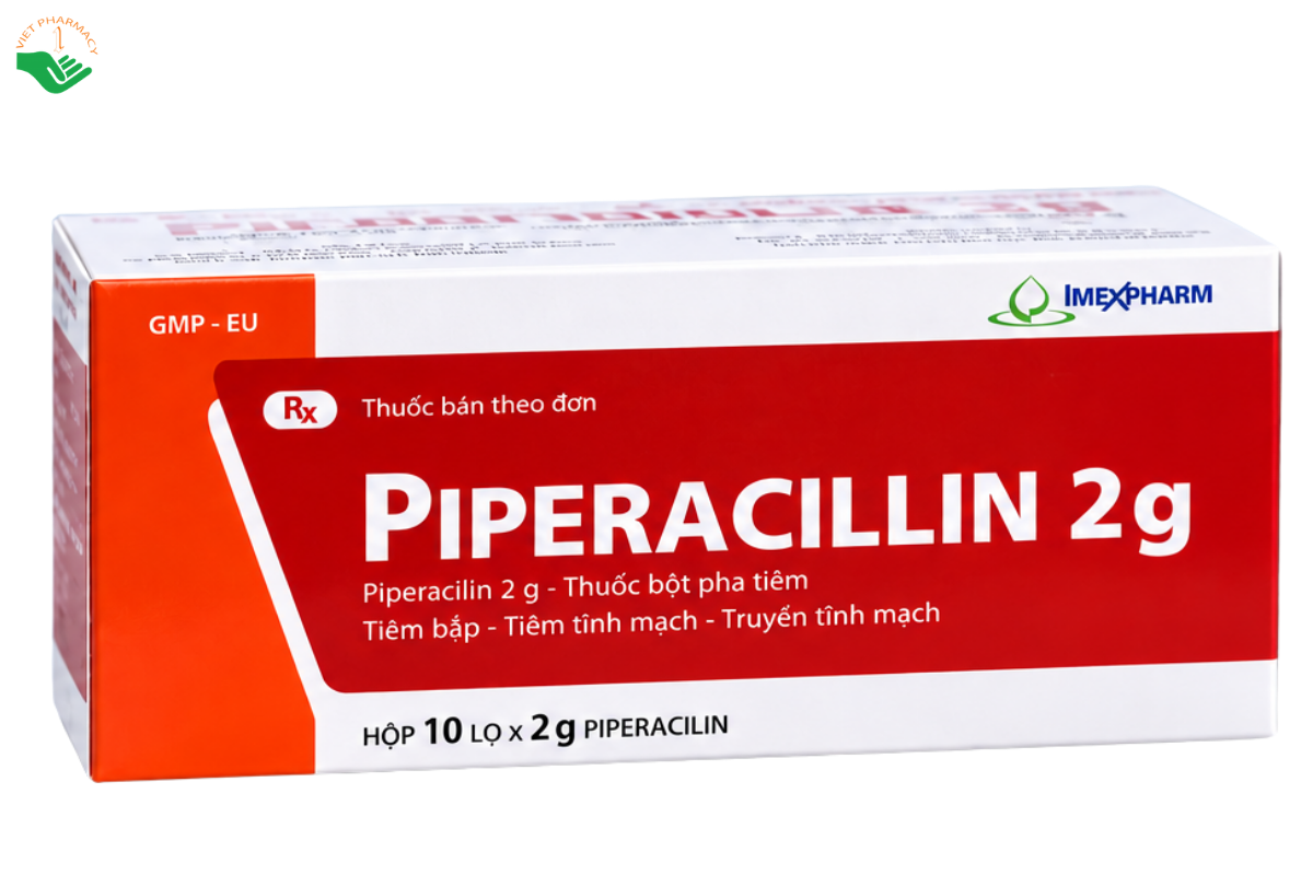 Thuốc bột pha tiêm Piperacillin 2g Imexpharm điều trị nhiễm khuẩn nặng (Hộp 10 lọ)