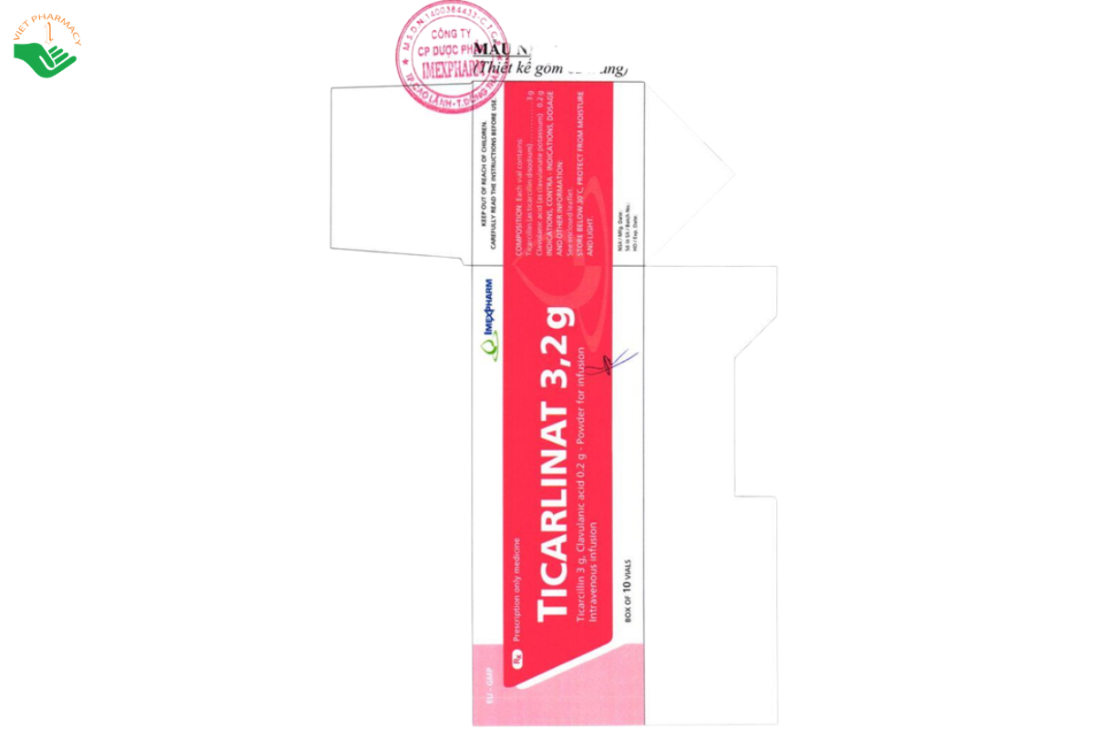 Thuốc bột pha tiêm Piperacillin 2g Imexpharm điều trị nhiễm khuẩn nặng (Hộp 10 lọ)