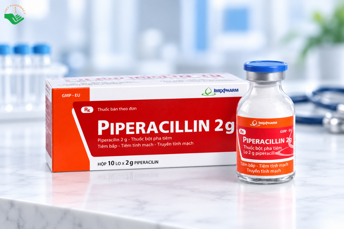 Thuốc bột pha tiêm Piperacillin 2g Imexpharm điều trị nhiễm khuẩn nặng (Hộp 10 lọ)