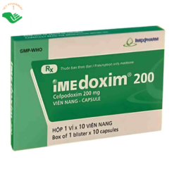 Thuốc Imedoxim 200 Imexpharm điều trị nhiễm khuẩn hô hấp, tiết niệu và da, mô mềm (Hộp 1 vỉ x 10 viên)