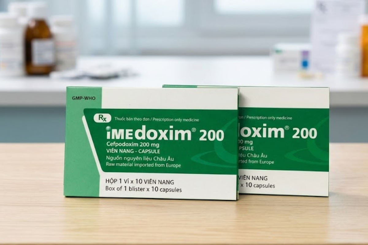 Thuốc Imedoxim 200 Imexpharm điều trị nhiễm khuẩn hô hấp, tiết niệu và da, mô mềm (Hộp 1 vỉ x 10 viên)