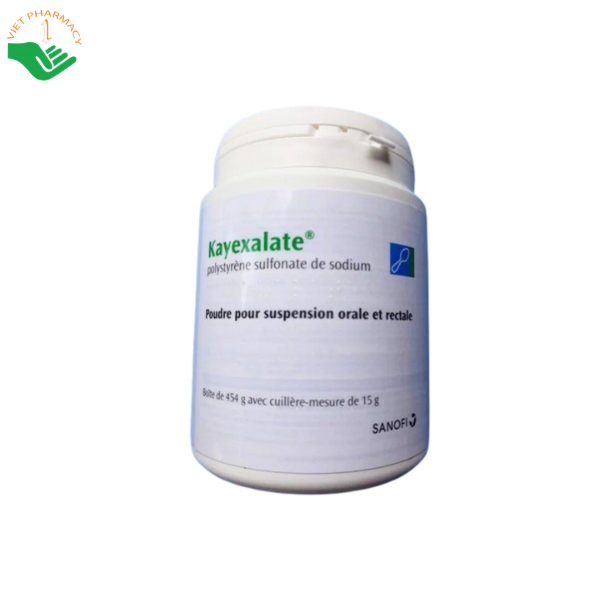 Thuốc Kayexalate Sanofi điều trị tăng kali máu ở bệnh nhân suy thận (Hộp 454g)