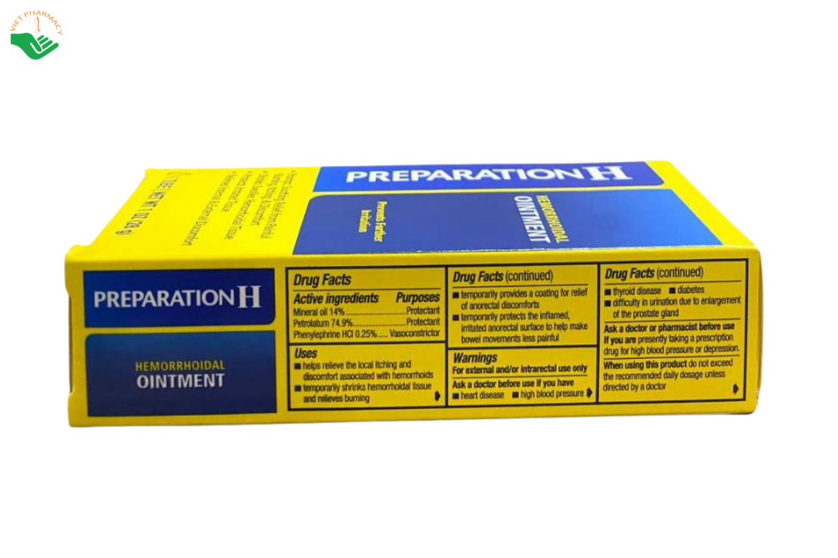 Thuốc mỡ bôi trĩ Preparation H Ointment Pfizer giảm đau rát hậu môn (Tuýp 28g)