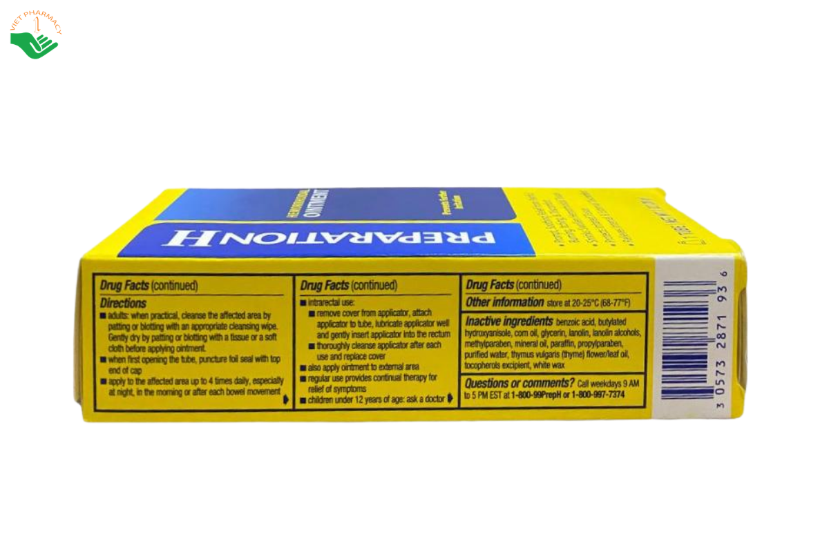 Thuốc mỡ bôi trĩ Preparation H Ointment Pfizer giảm đau rát hậu môn (Tuýp 28g)