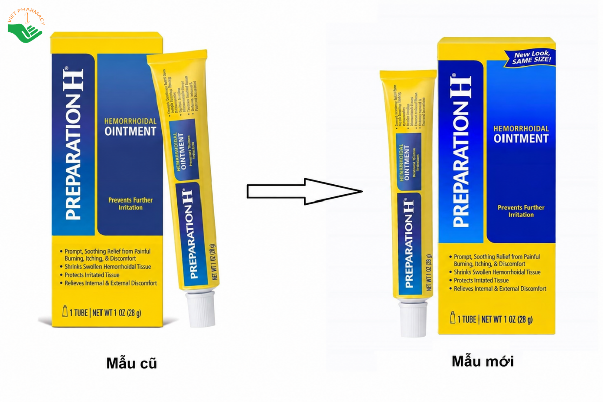Thuốc mỡ bôi trĩ Preparation H Ointment Pfizer giảm đau rát hậu môn (Tuýp 28g)