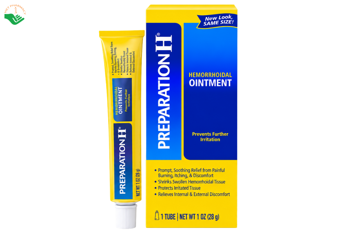 Thuốc mỡ bôi trĩ Preparation H Ointment Pfizer giảm đau rát hậu môn (Tuýp 28g)