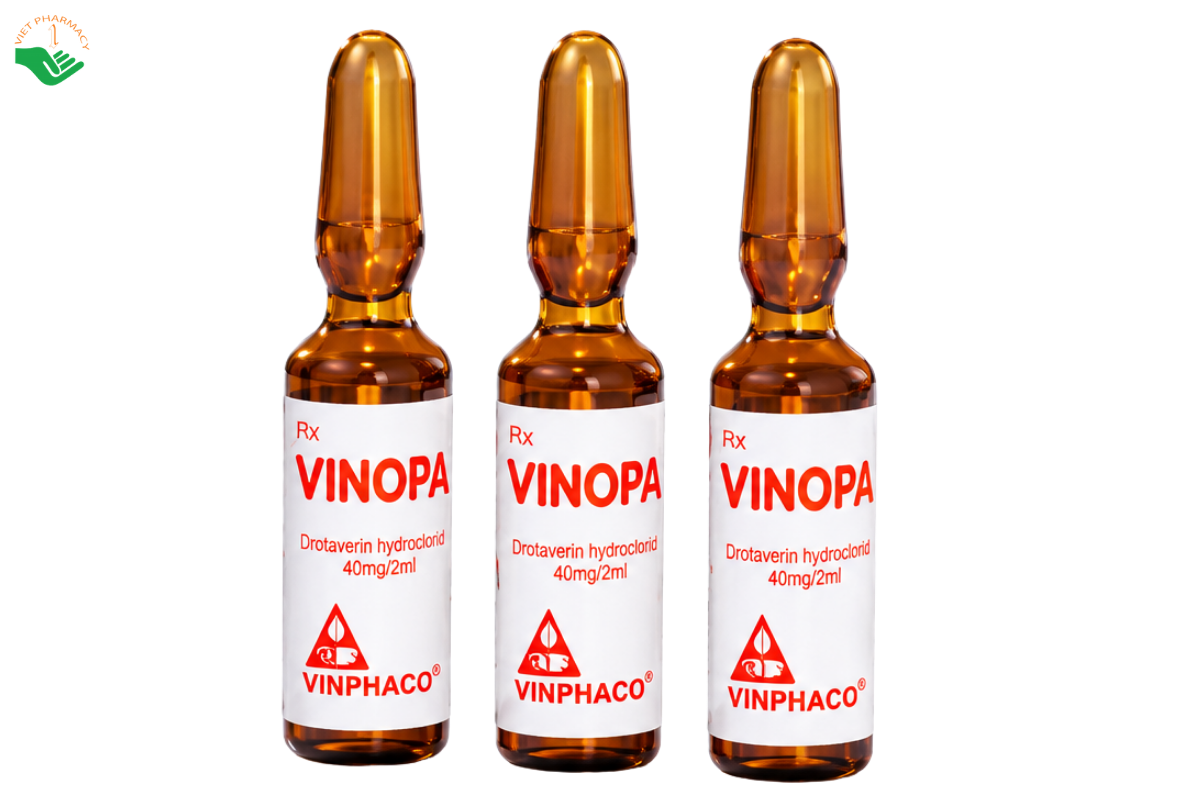 Thuốc tiêm Vinopa 40mg/2ml Vinphaco giảm đau co thắt cơ trơn (Hộp 10 ống x 2ml)