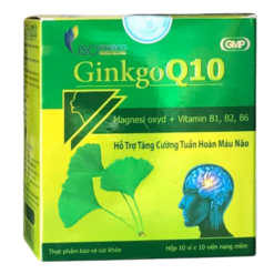 Viên uống Ginkgo Q10 IsoPharco hỗ trợ hoạt huyết dưỡng não (Hộp 10 vỉ x 10 viên)