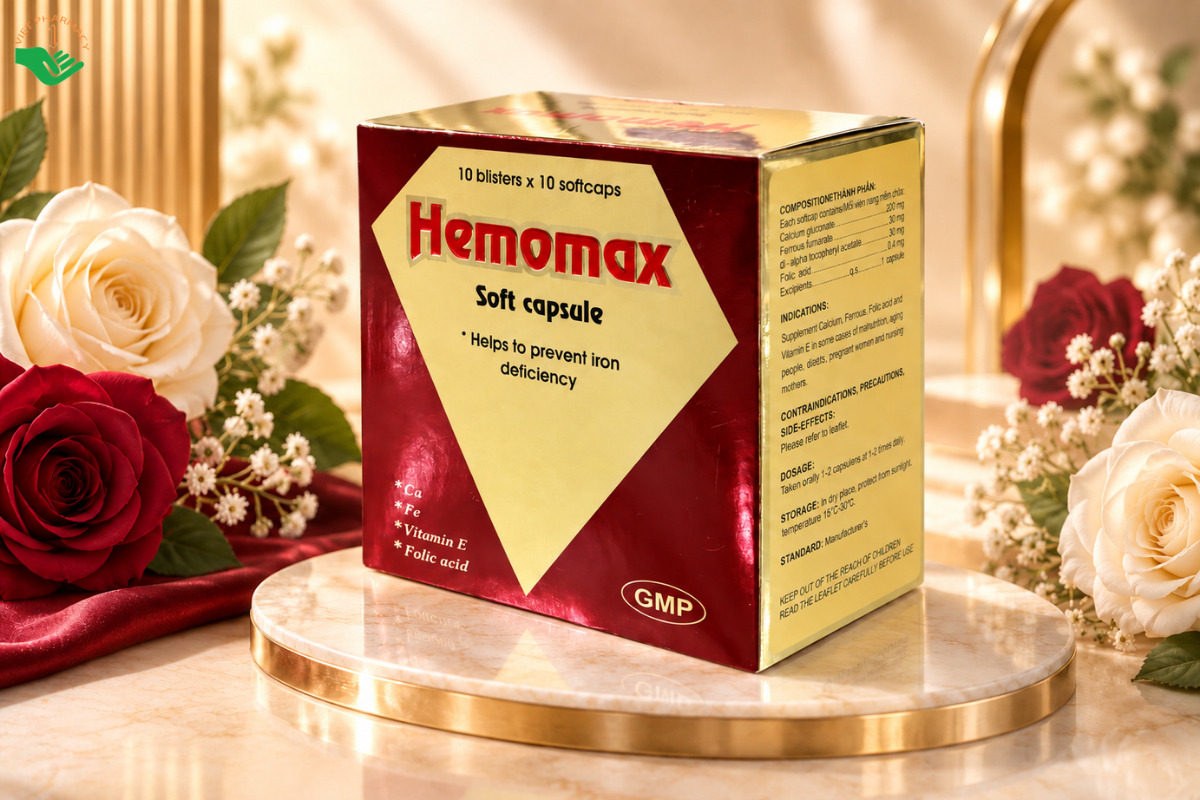 Viên uống Hemomax NamHa Pharma bổ sung sắt và canxi (Hộp 10 vỉ x 10 viên)