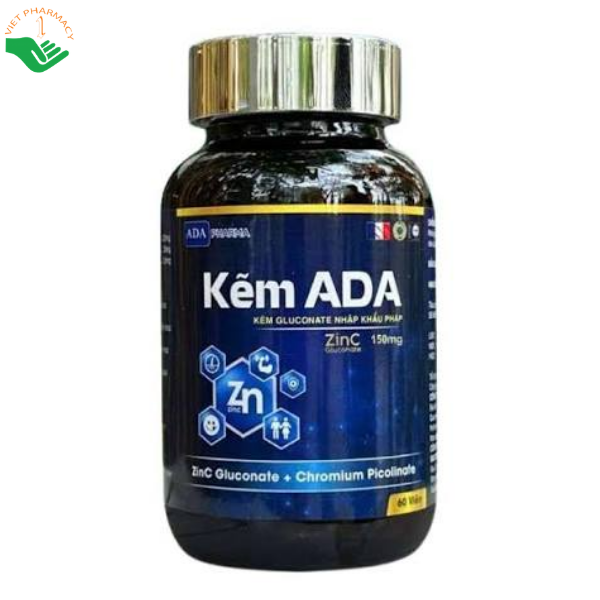 Viên uống Kẽm ADA Pharma hỗ trợ bổ sung kẽm, selen, lysine và crom, tăng cường sức đề kháng và cải thiện tình trạng ăn uống kém (Hộp 60 viên)