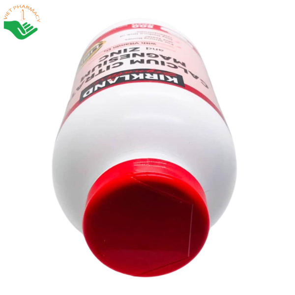 Viên uống Kirkland Calcium Citrate Magnesium and Zinc Kirkland Signature bổ sung canxi, magie, kẽm và vitamin D3 hỗ trợ xương răng chắc khỏe (Lọ 500 viên)
