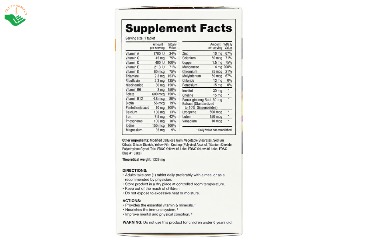 Viên uống Multi Vitas Lab Well bổ sung vitamin và khoáng chất (Hộp 60 viên)