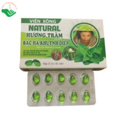 Viên xông Natural Hương Tràm Bạc Hà Khuynh Diệp An Hòa Phát hỗ trợ thông thoáng mũi họng, giảm nghẹt mũi và triệu chứng cảm lạnh (Hộp 2 vỉ x 10 viên)