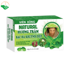 Viên xông Natural Hương Tràm Bạc Hà Khuynh Diệp An Hòa Phát hỗ trợ thông thoáng mũi họng, giảm nghẹt mũi và triệu chứng cảm lạnh (Hộp 2 vỉ x 10 viên)