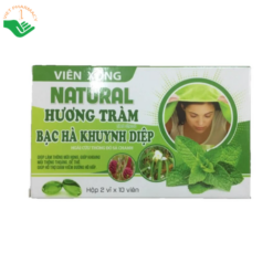 Viên xông Natural Hương Tràm Bạc Hà Khuynh Diệp An Hòa Phát hỗ trợ thông thoáng mũi họng, giảm nghẹt mũi và triệu chứng cảm lạnh (Hộp 2 vỉ x 10 viên)