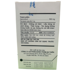 Thuốc tiêm đông khô A.T Ganciclovir 500mg (Hộp 1 lọ + 1 ống nước cất pha tiêm 10ml)