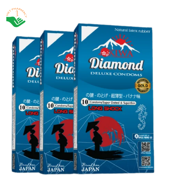 Bao Cao Su Kéo Dài Thời Gian OKIWA DIAMOND Nhật Bản (Hộp 10 Cái)