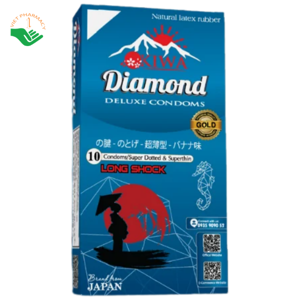 Bao Cao Su Kéo Dài Thời Gian OKIWA DIAMOND Nhật Bản (Hộp 10 Cái)