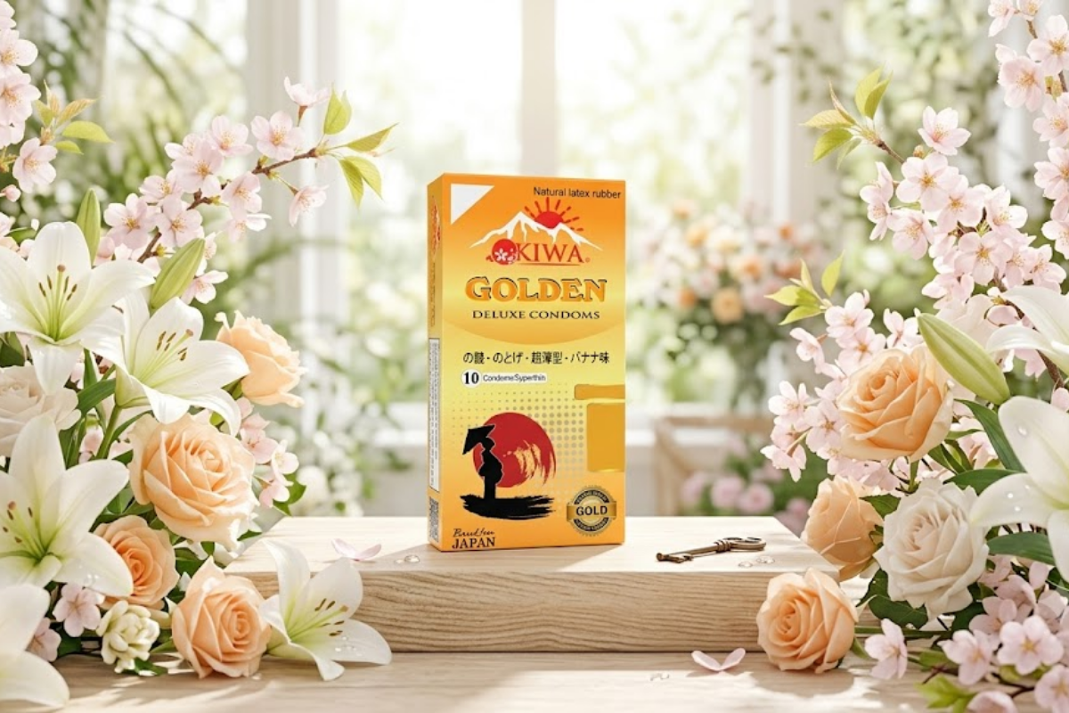 Bao cao su Okiwa Golden ngừa thai an toàn, phòng tránh bệnh lây truyền qua đường tình dục (Hộp 10 cái)