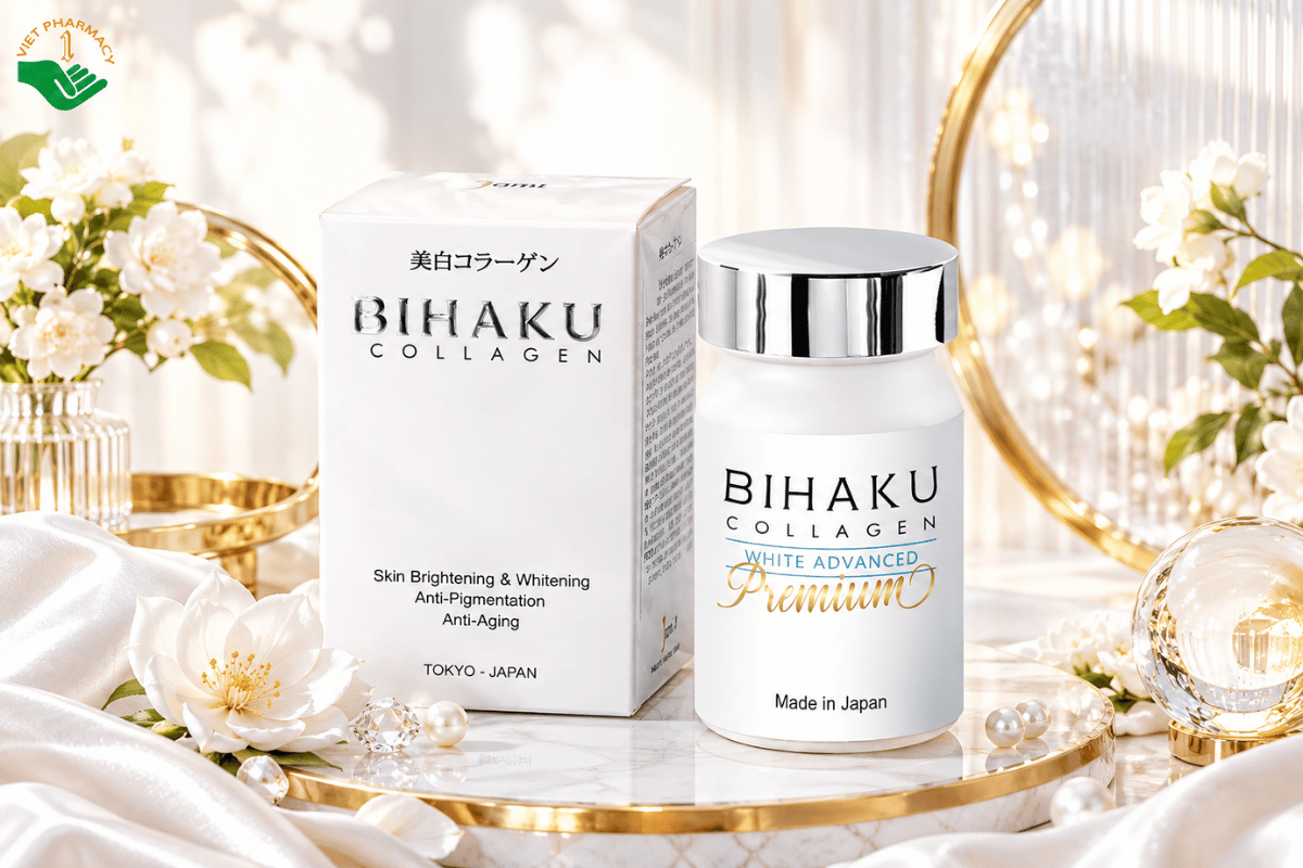 Bihaku Collagen Premium KAMATA hỗ trợ chống lão hóa, giảm thâm nám, sạm da (Hộp 30 viên)
