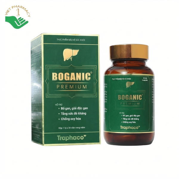 Boganic Premium Traphaco hỗ trợ bảo vệ tế bào gan, thải độc gan và tăng cường chức năng gan (Hộp 30 viên)