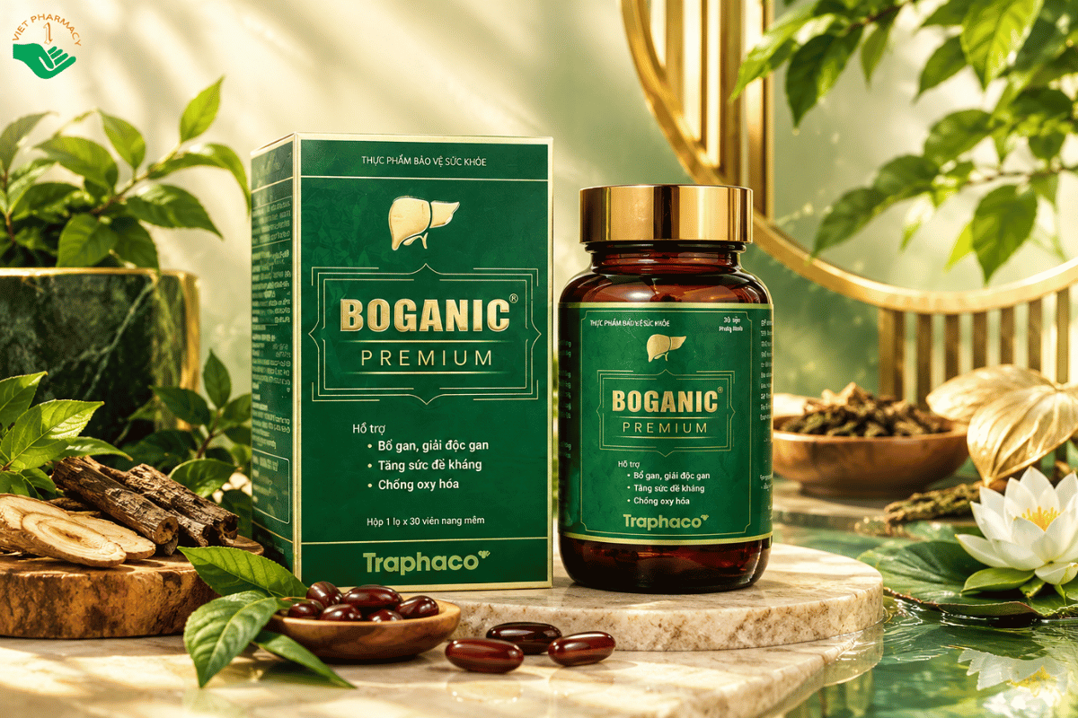 Boganic Premium Traphaco hỗ trợ bảo vệ tế bào gan, thải độc gan và tăng cường chức năng gan (Hộp 30 viên)