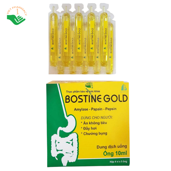 Dung dịch uống men tiêu hóa Bostine Gold Boston Pharma (Hộp 4 vỉ x 5 ống)