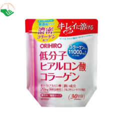 Bột Collagen Hyaluronic Acid Orihiro bổ sung collagen, cấp ẩm sâu và tăng độ đàn hồi cho da (Túi 180g)