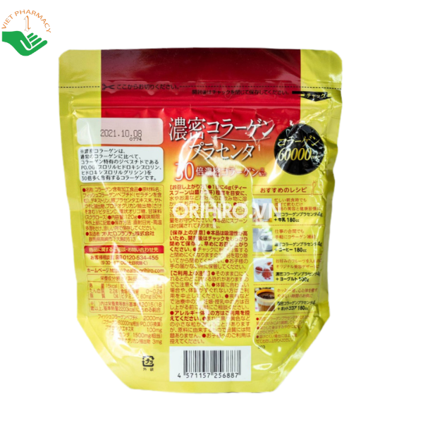 Bột Collagen nhau thai heo Orihiro hỗ trợ bổ sung collagen và chăm sóc da (Gói 120g)