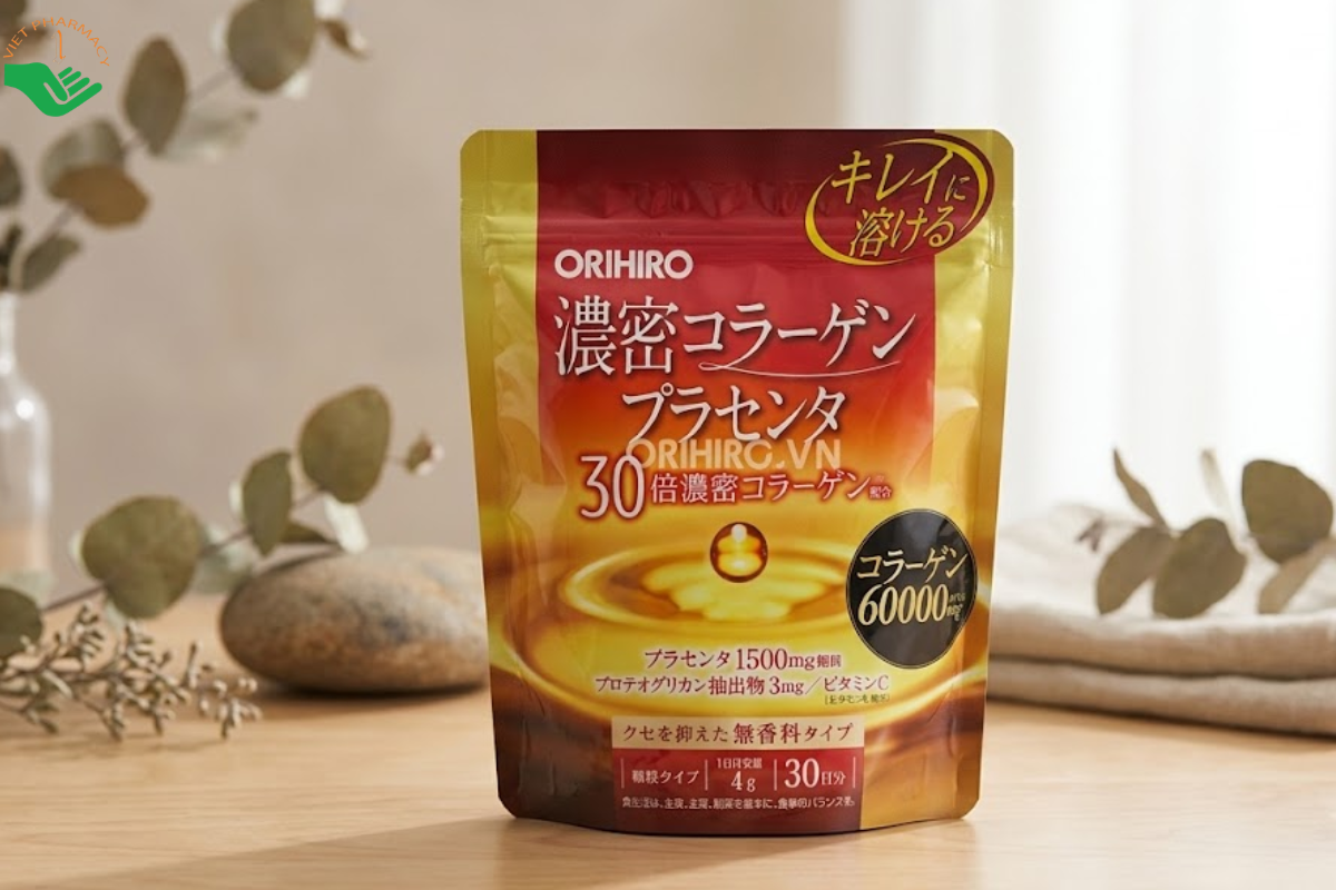 Bột Collagen nhau thai heo Orihiro hỗ trợ bổ sung collagen và chăm sóc da (Gói 120g)