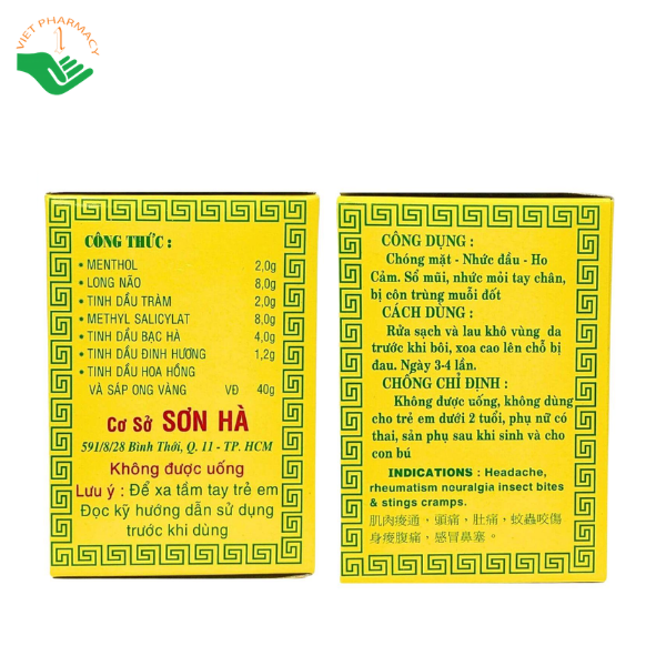Cao Xoa Cúp Vàng Sơn Hà giảm đau nhức, nghẹt mũi và dịu vết côn trùng đốt (Hũ 40g)