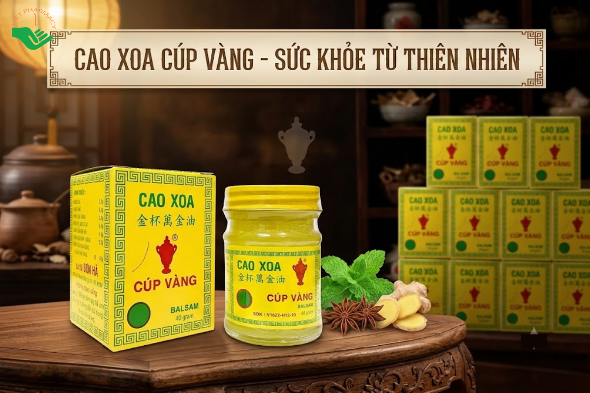 Cao Xoa Cúp Vàng Sơn Hà giảm đau nhức, nghẹt mũi và dịu vết côn trùng đốt (Hũ 40g)