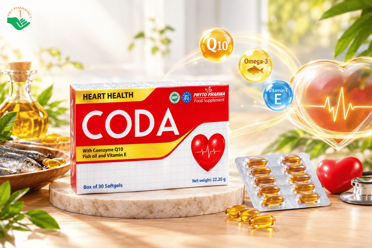 Coda Heart Health hỗ trợ giảm cholesterol máu, chống oxy hóa, tốt cho sức khỏe tim mạch (Hộp 30 viên)