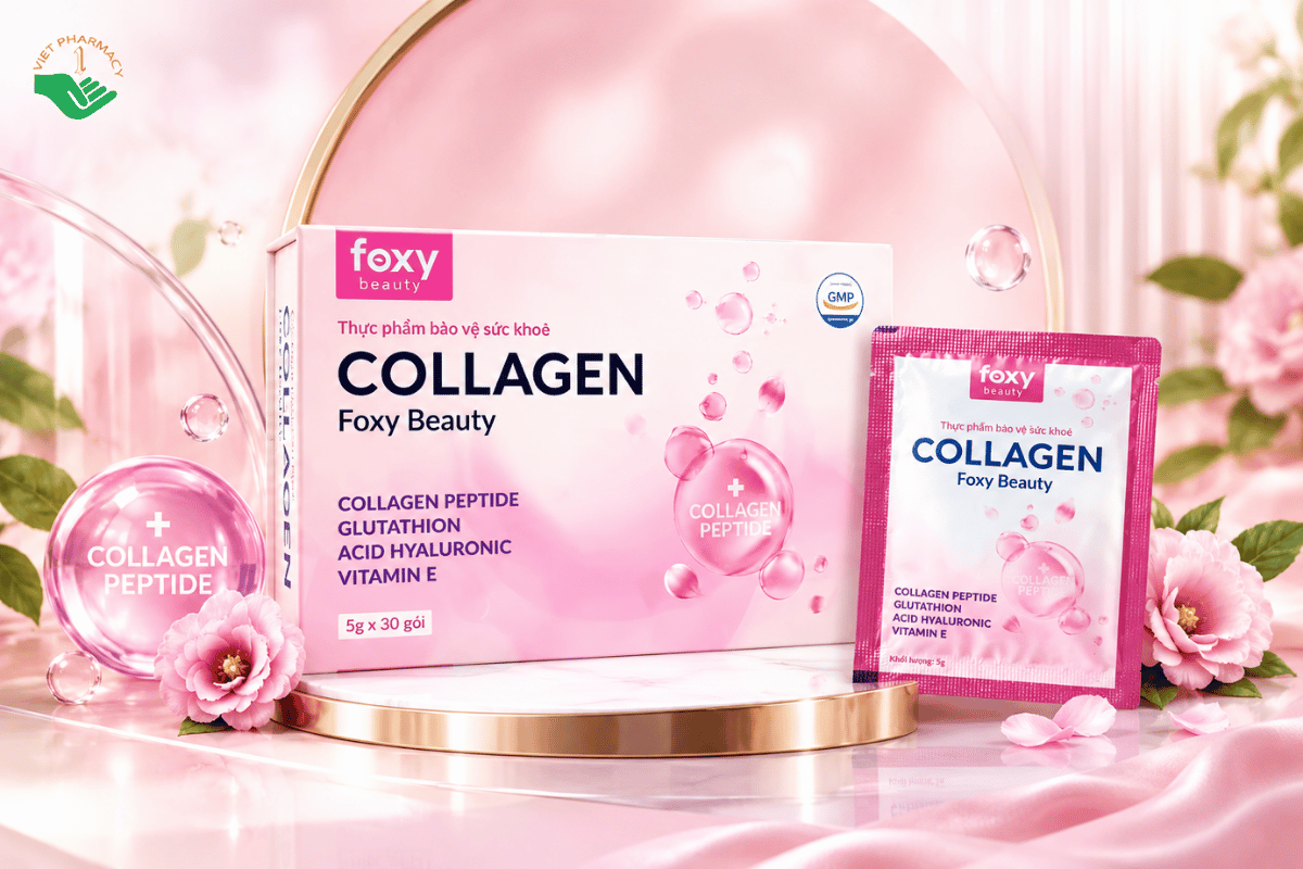 Collagen Foxy Beauty Syntech hỗ trợ dưỡng da, tăng độ ẩm, độ đàn hồi (Hộp 30 gói x 5g)