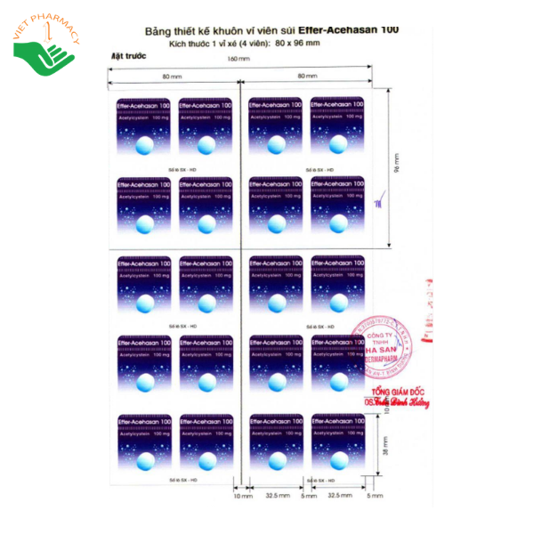 Thuốc Effer-Acehasan 100 Hasan-Dermapharm tiêu chất nhầy trong bệnh lý hô hấp có đờm nhầy quánh (Hộp 10 vỉ x 4 viên) - Ảnh 4