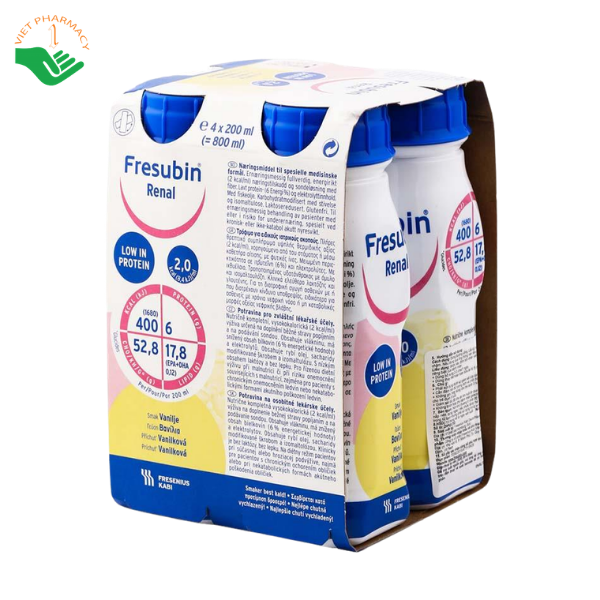 Sữa Fresubin Renal Vanilla Fresenius Kabi bổ sung dinh dưỡng cho người bệnh thận mạn tính (Lốc 4 chai x 200ml) - Ảnh 2