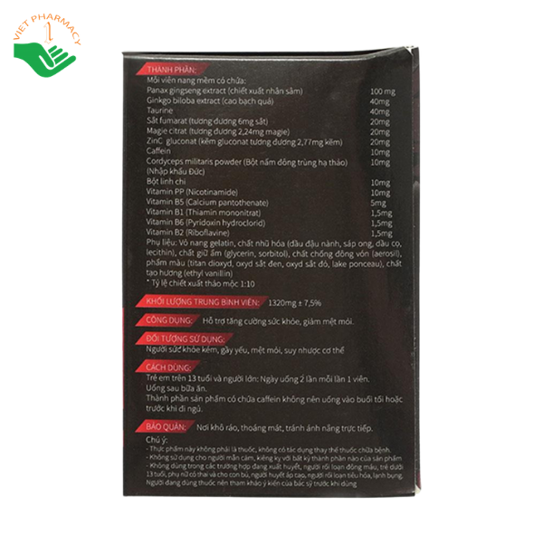 Viên uống tăng lực Black Bull Dân Khang hỗ trợ tăng cường sức khỏe, giảm mệt mỏi (Hộp 1 lọ 60 viên) - Ảnh 3