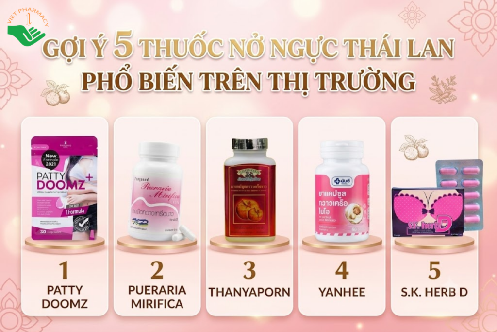 Gợi ý 5 thuốc nở ngực Thái Lan phổ biến trên thị trường