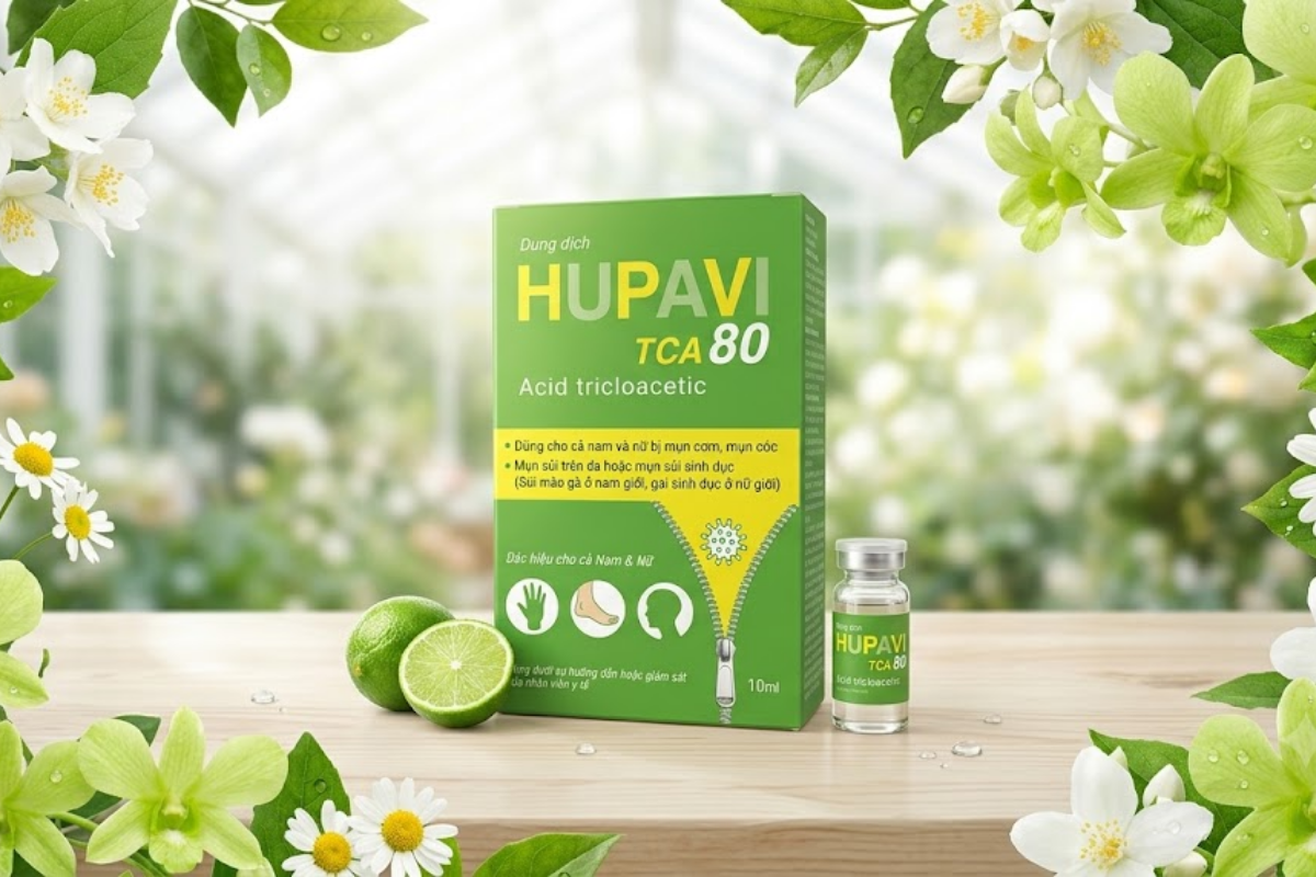 Dung dịch chấm sùi mào gà Hupavi TCA 80 Monapharm (Hộp 1 lọ 10ml)