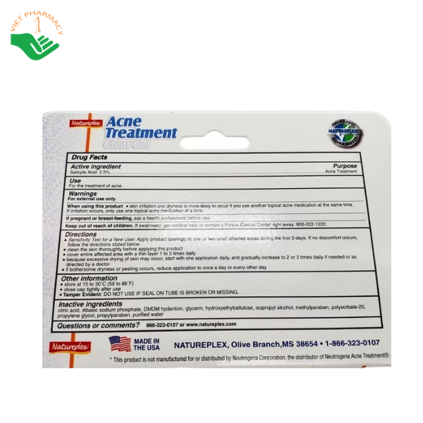 Kem Acne Treatment kiểm soát dầu nhờn, điều trị mụn, làm mờ các vết thâm do mụn (Tuýp 42,5g)